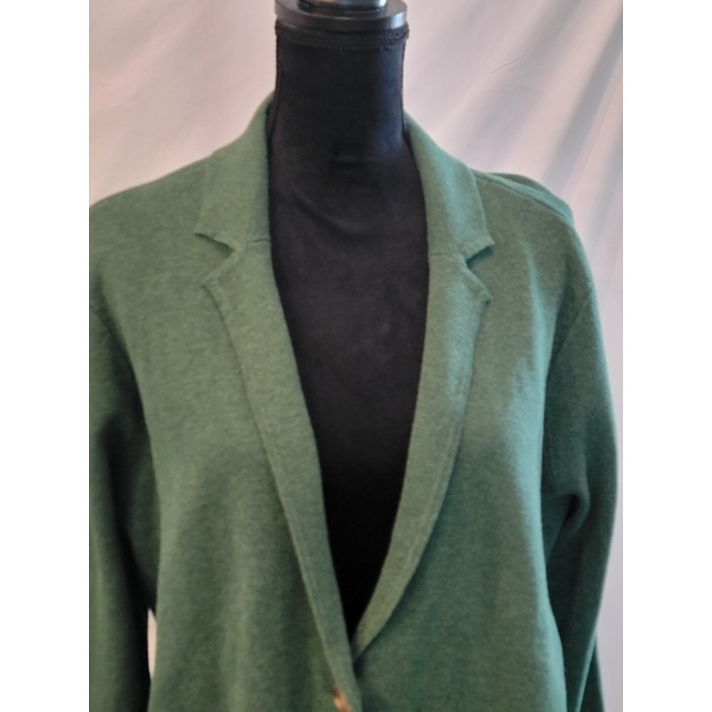 Lands' End Women Green Knit Blazer Cardigan Jacket Petite XL P 18 - Picture 2 of 7